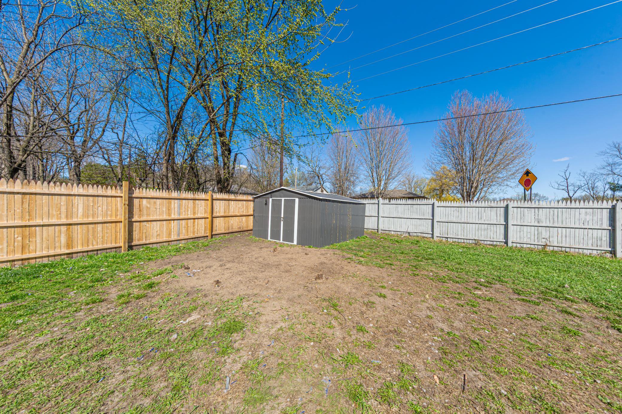 Storage shed in back