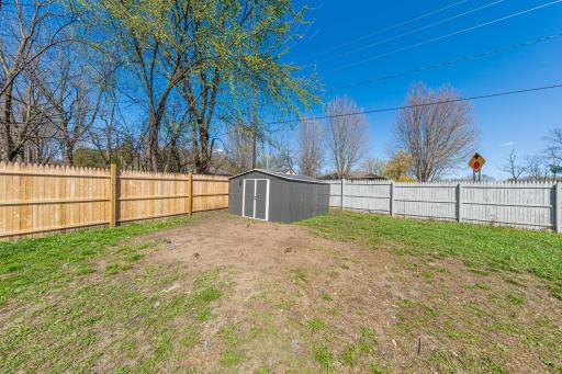Storage shed in back