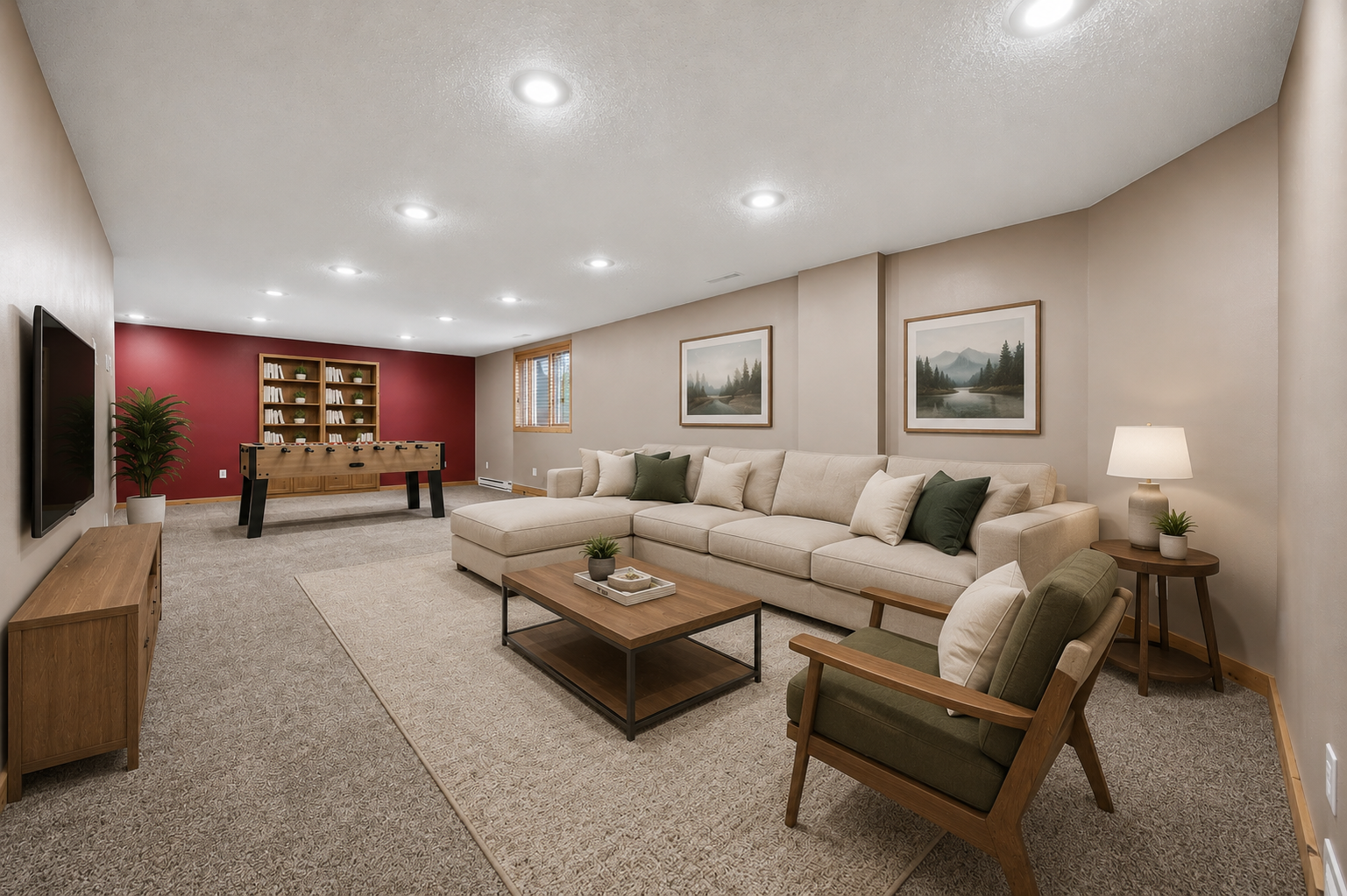 Virtually staged family room
