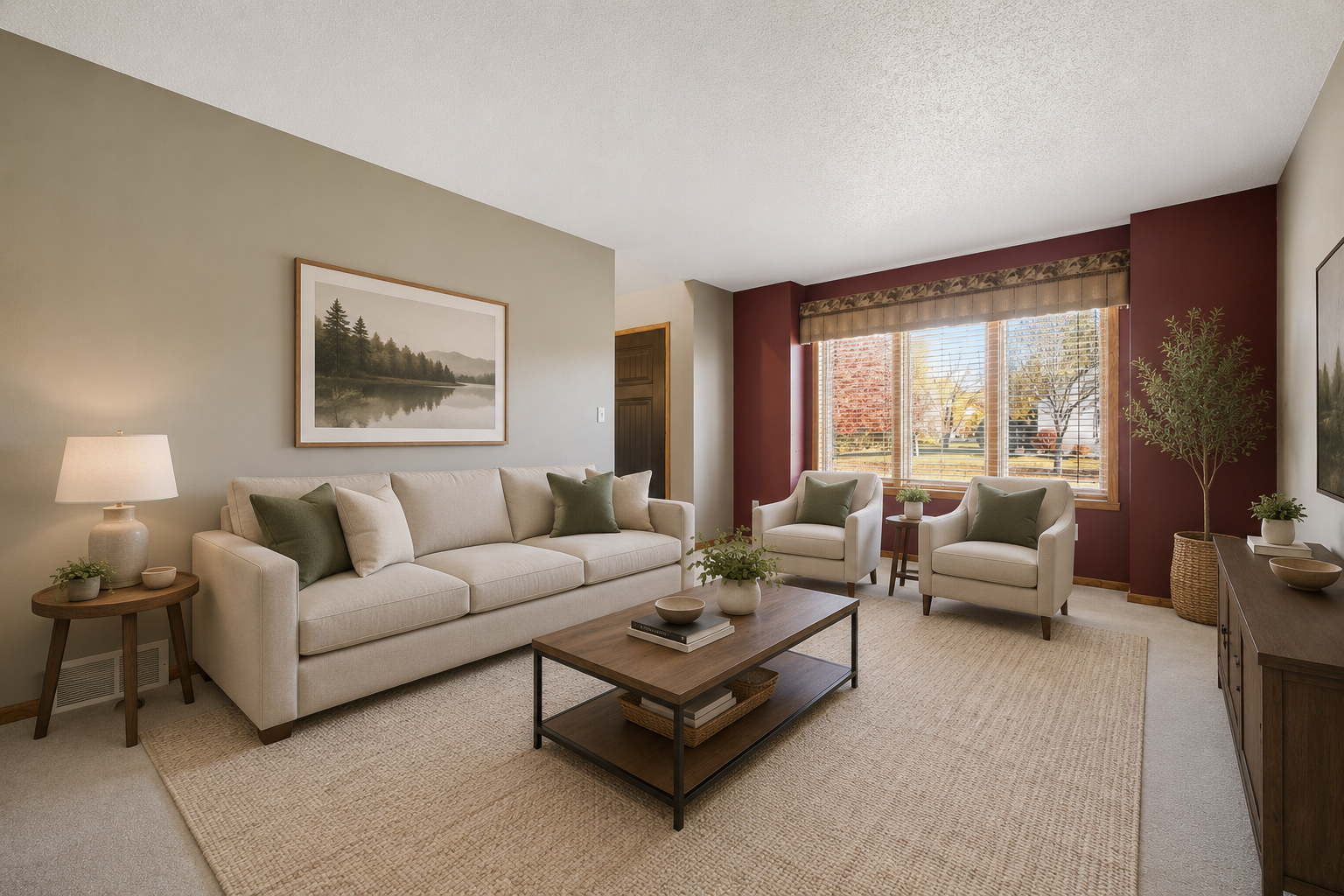 Virtually staged formal living room