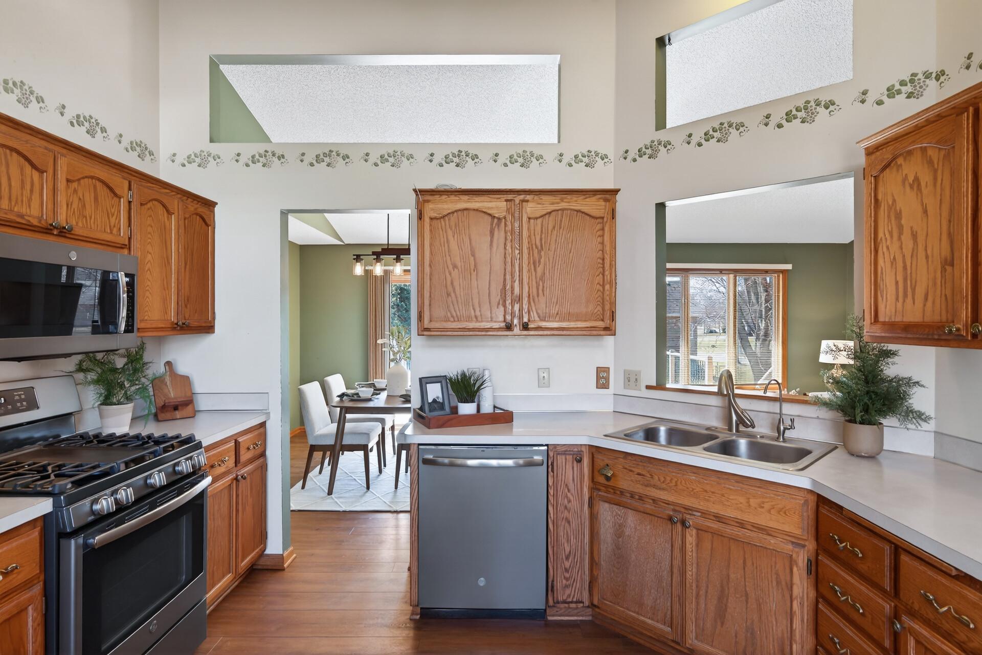 Newer (2018) stainless steel appliances create a clean, cohesive look that is easy to maintain.