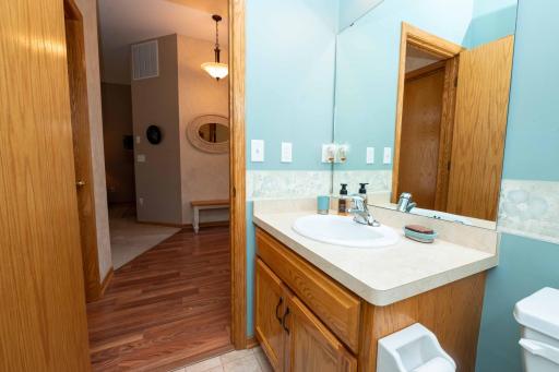 A main level full bath located just off the entryway. Convenient for guests and everyday use!