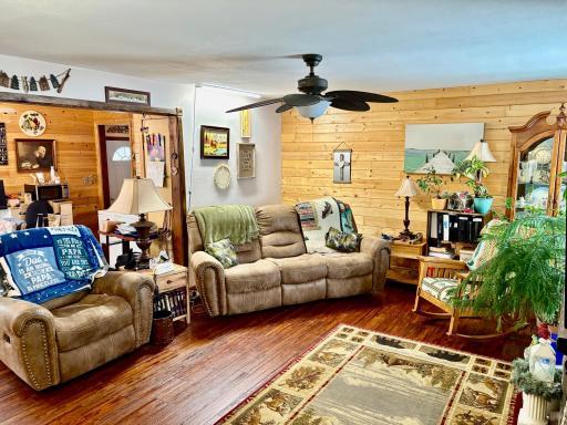 Cozy living room with natural woodwork