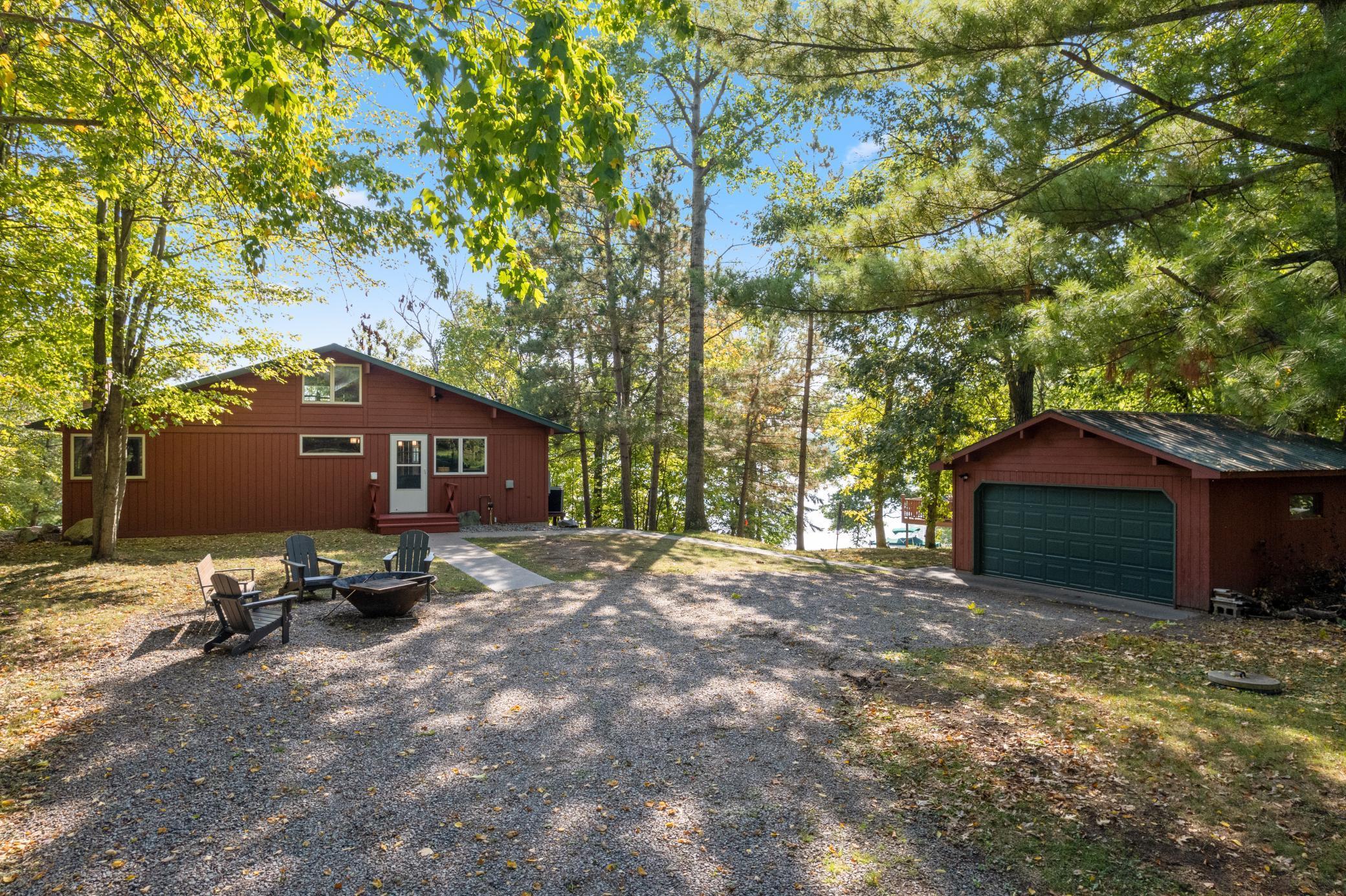 Detached two-stall garage with plenty of storage for all your lake toys.