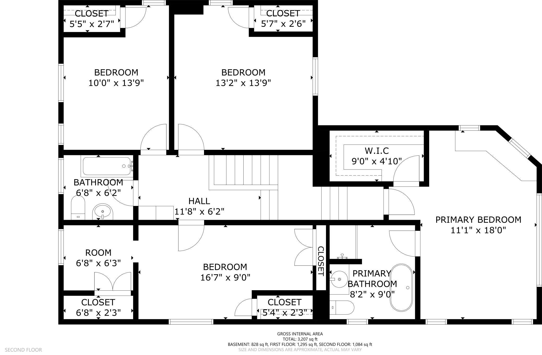 Upper level floorplan.