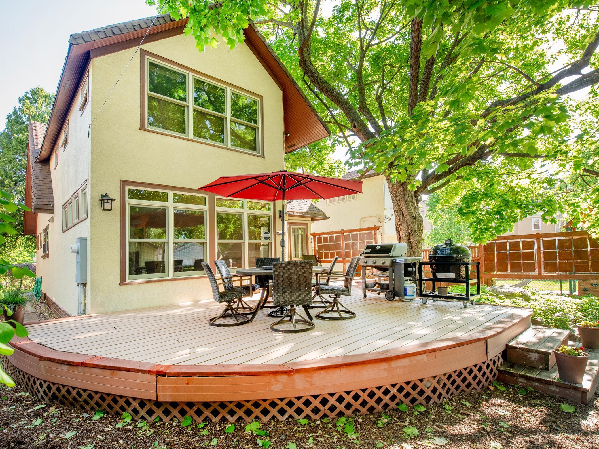 Generous-sized deck offers an ideal space for social gatherings and relaxation.