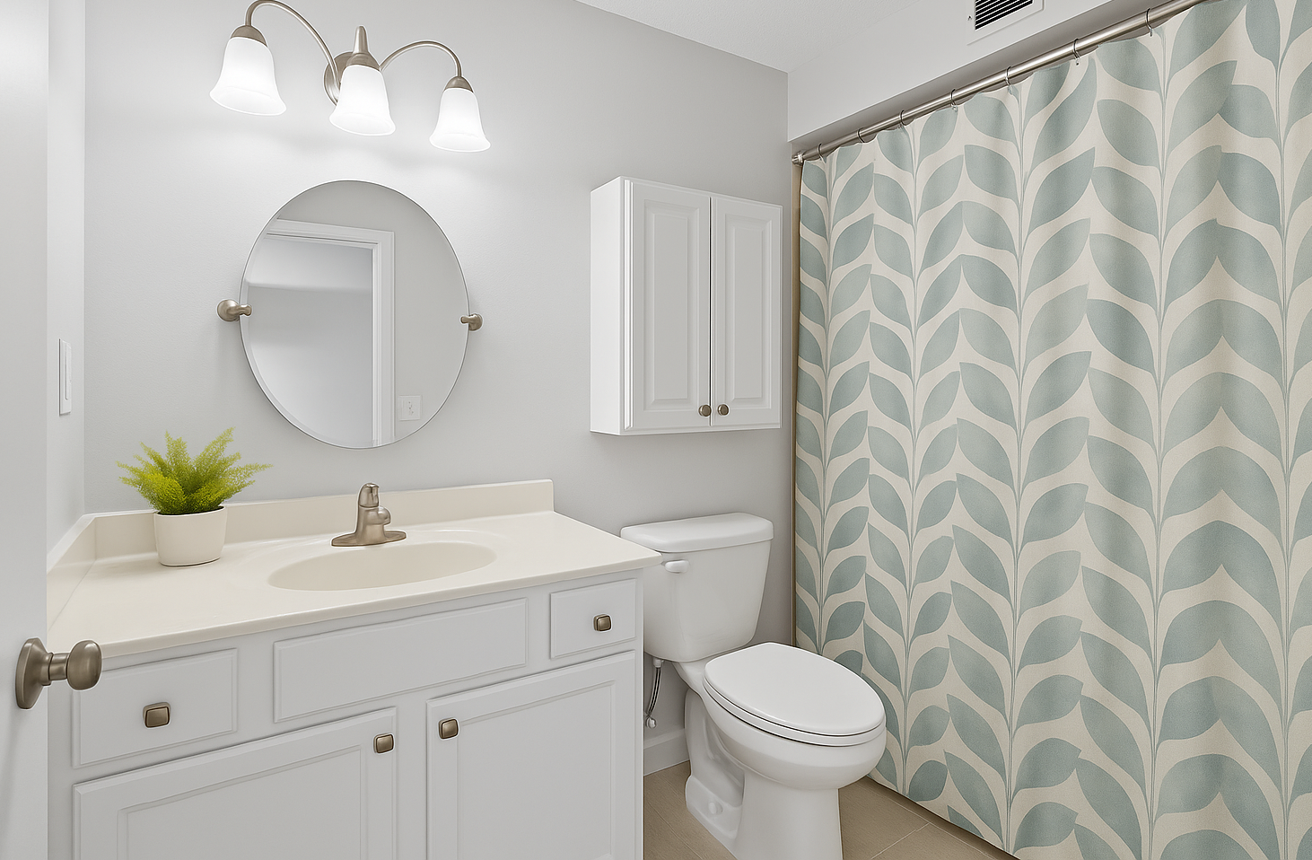 3/4 bath with step-in tile surround shower- Virtually staged