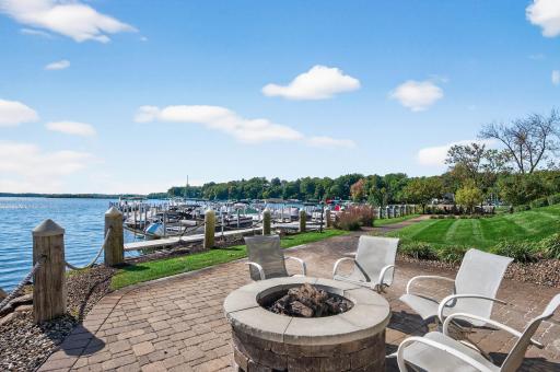 Community lakeside fire pit