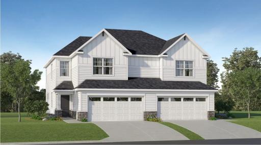 (Exterior rendering, actual home's finishes will vary.)