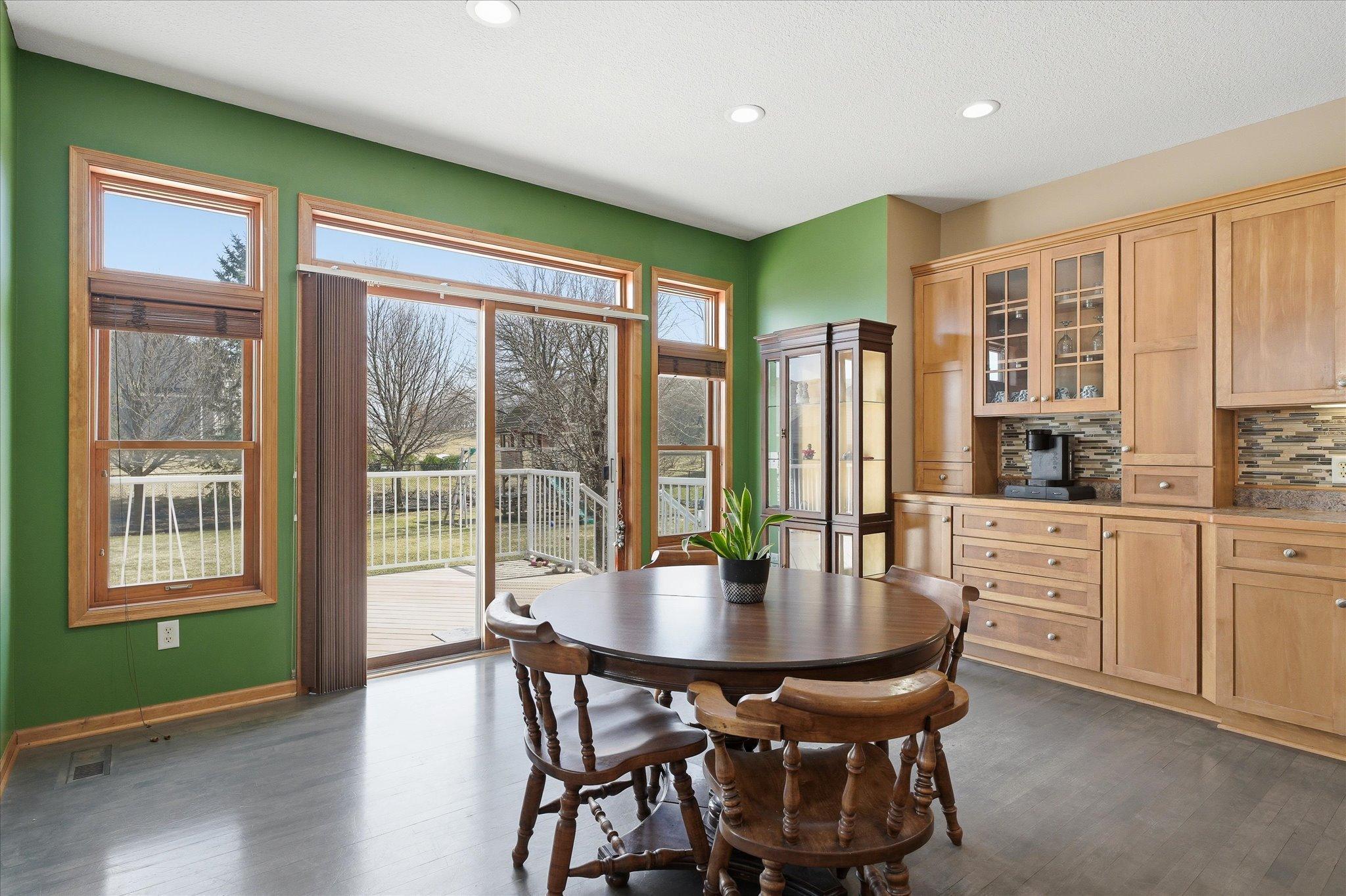 Love the built-in cabinetry including the glass-display cabinets.
