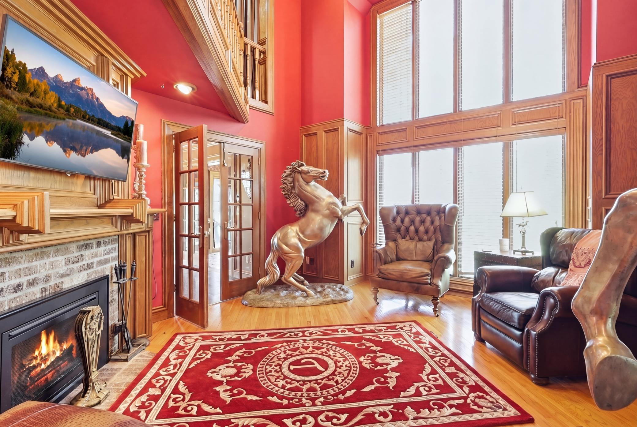 High ceiling living room