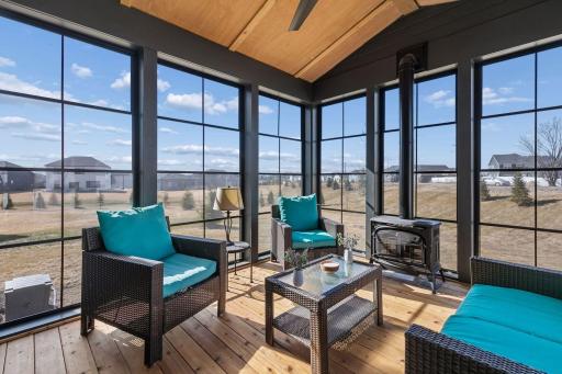 fully screened porch and gas fireplace