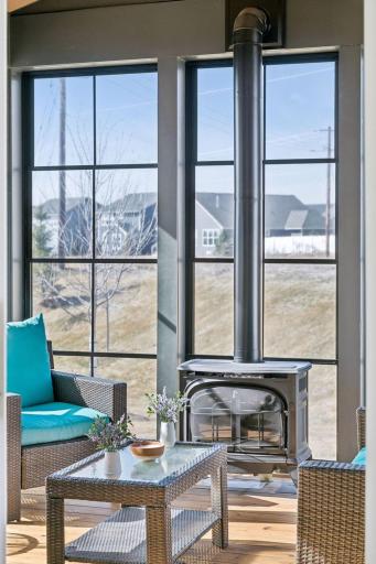 take the edge off of a cool evening with stylish gas fireplace