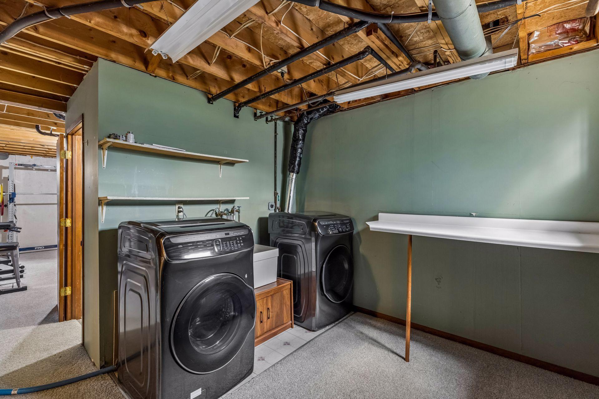 Lower level laundry room.
