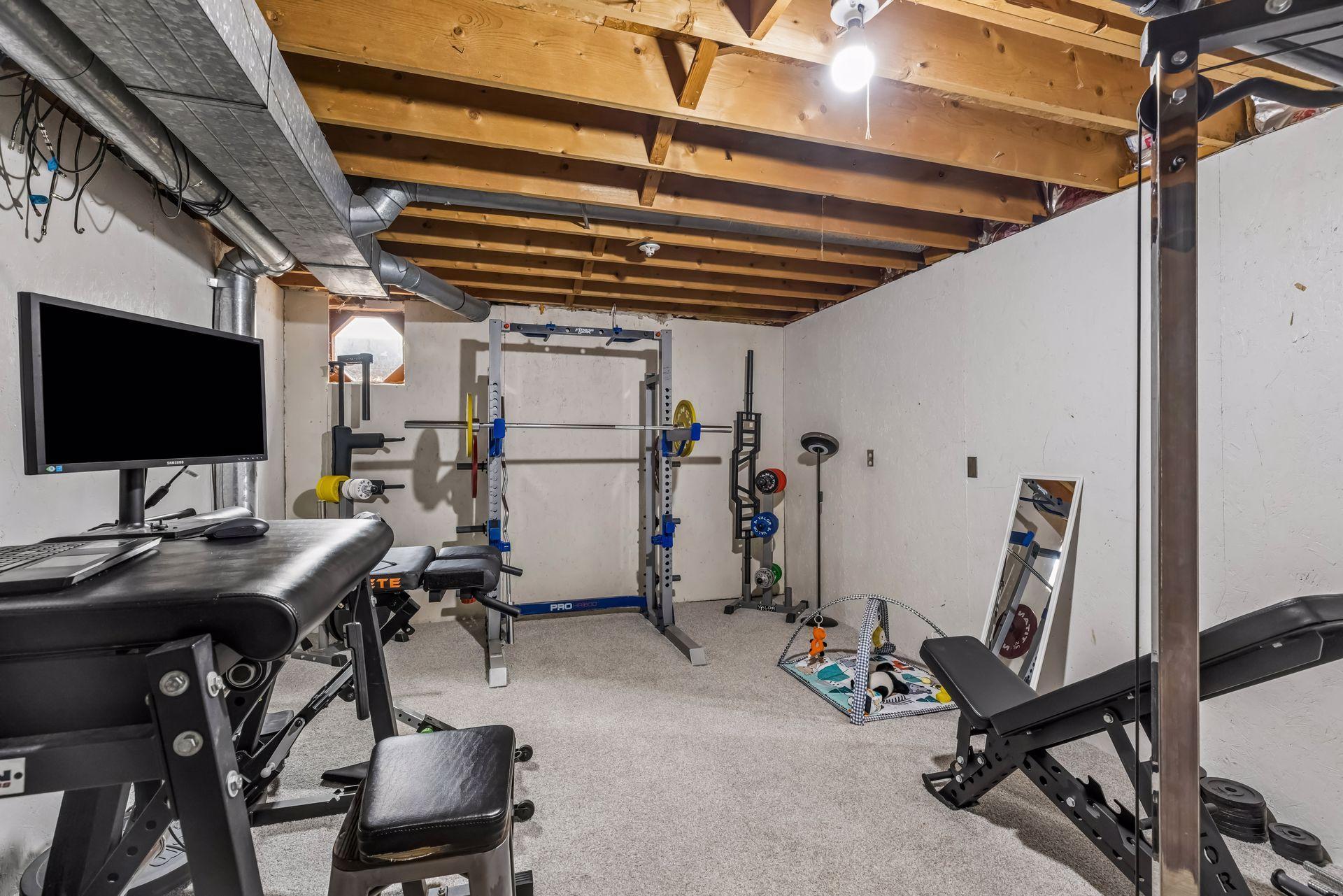 Flex space for fitness, office, hobby or add an egress window for a 4th bedroom.