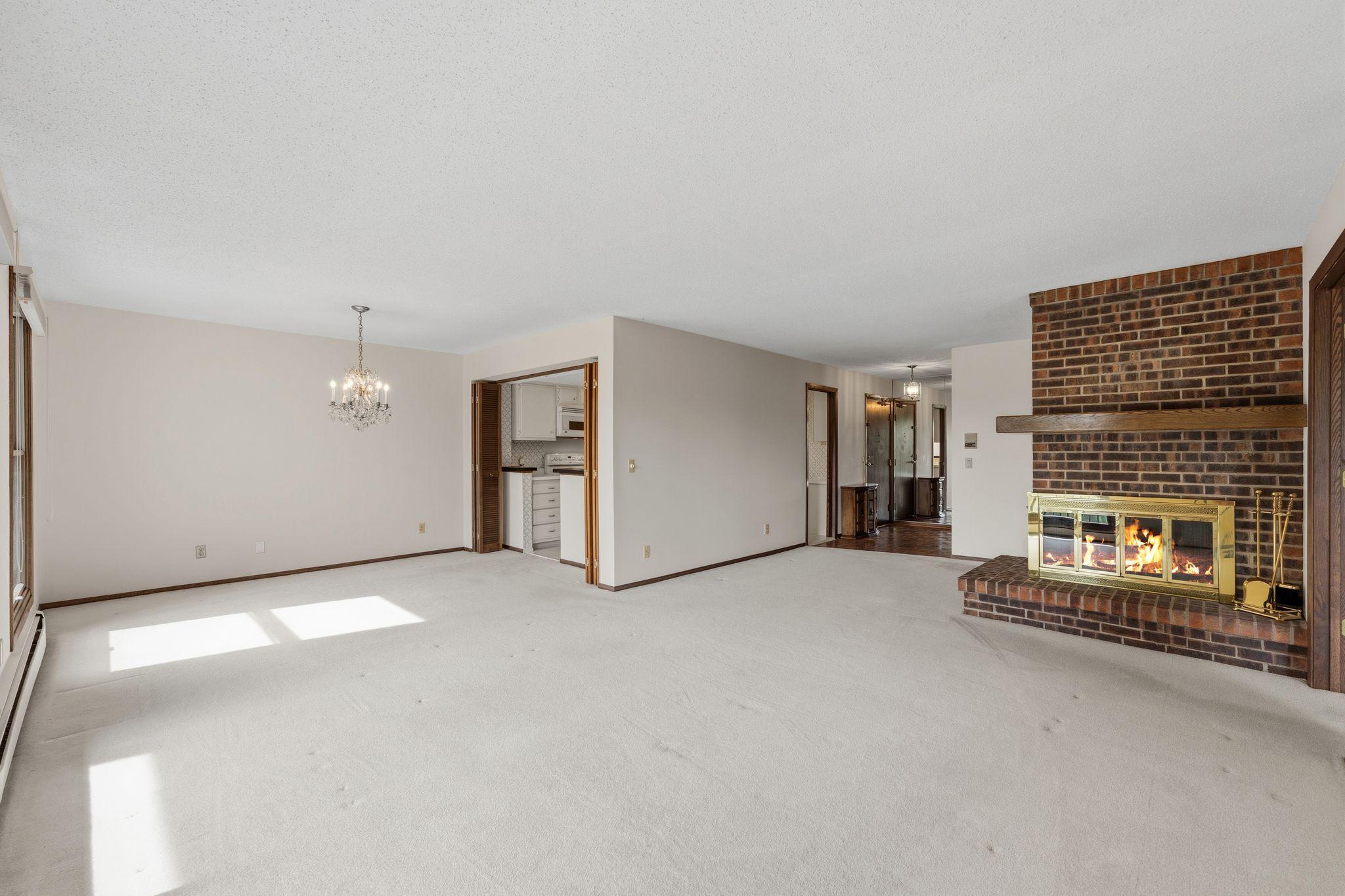 The living room is open to the dining room.