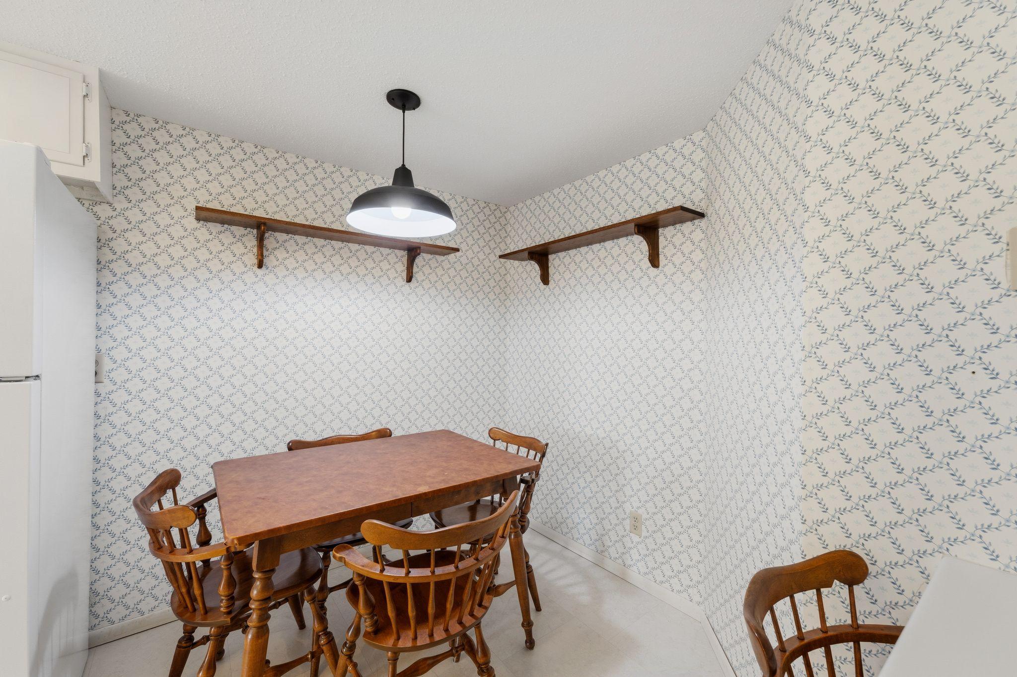 The cute eat-in kitchen space.