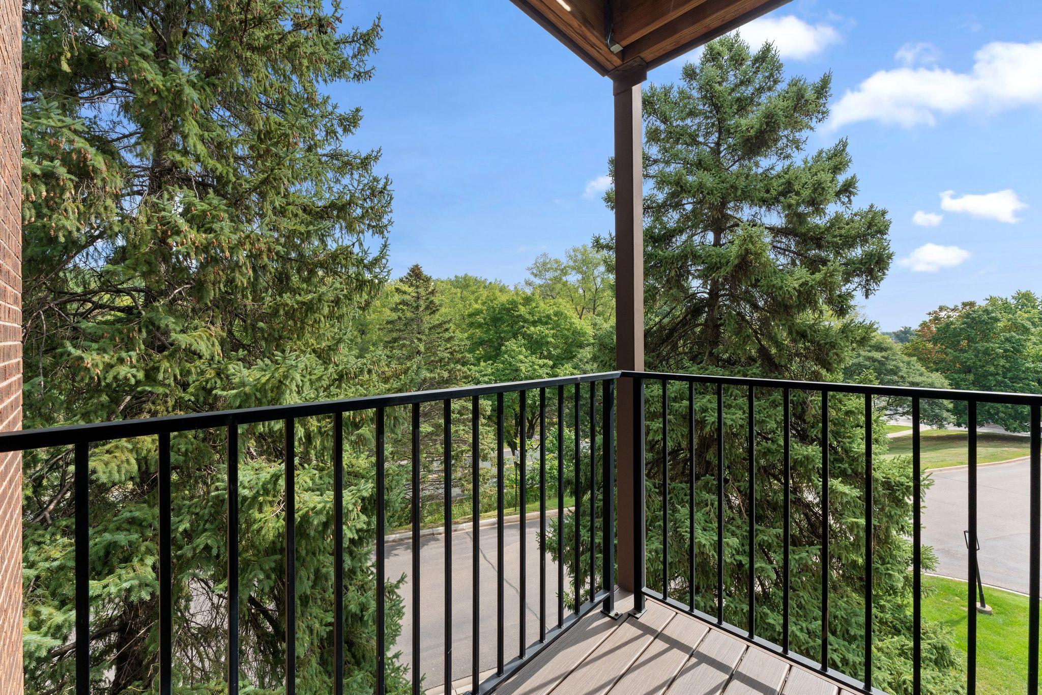 The primary bedroom's private deck