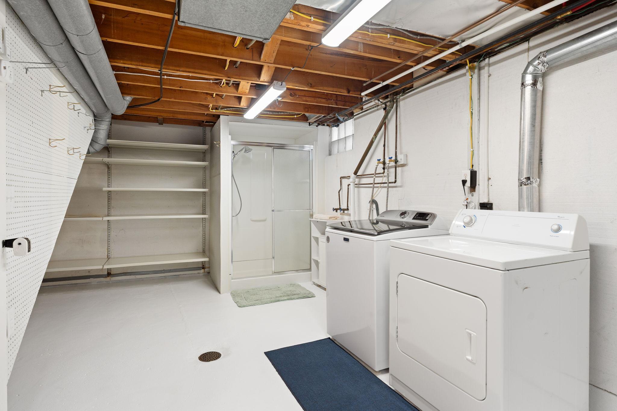 Clean and Dry Lower Level Laundry with Clean Shower