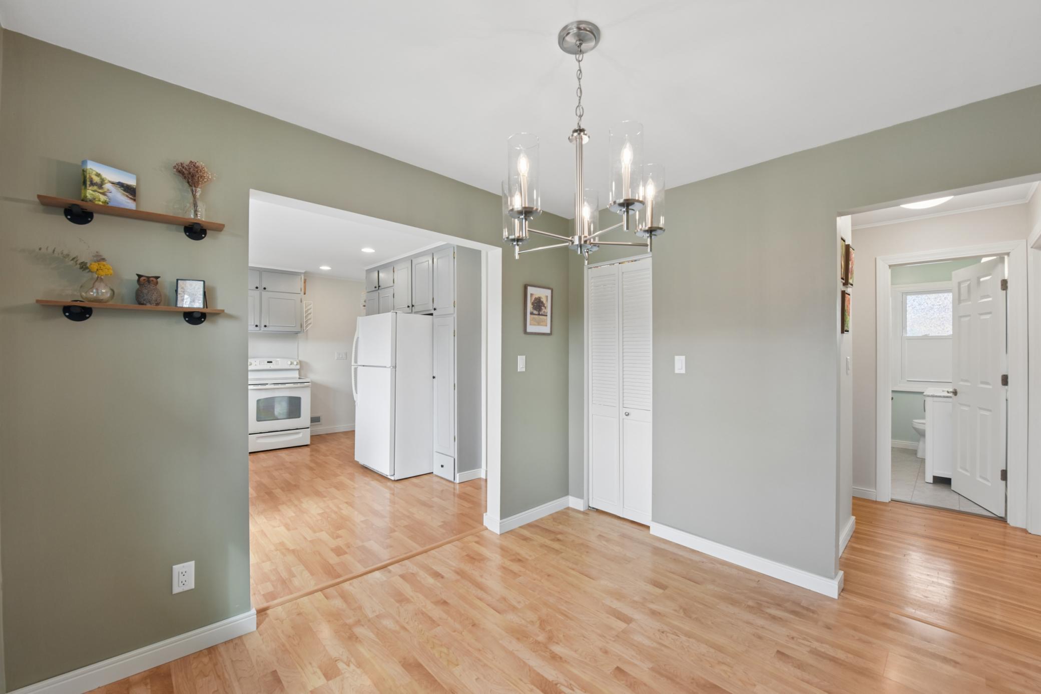 The corner closet was revamped to include a handy pantry.