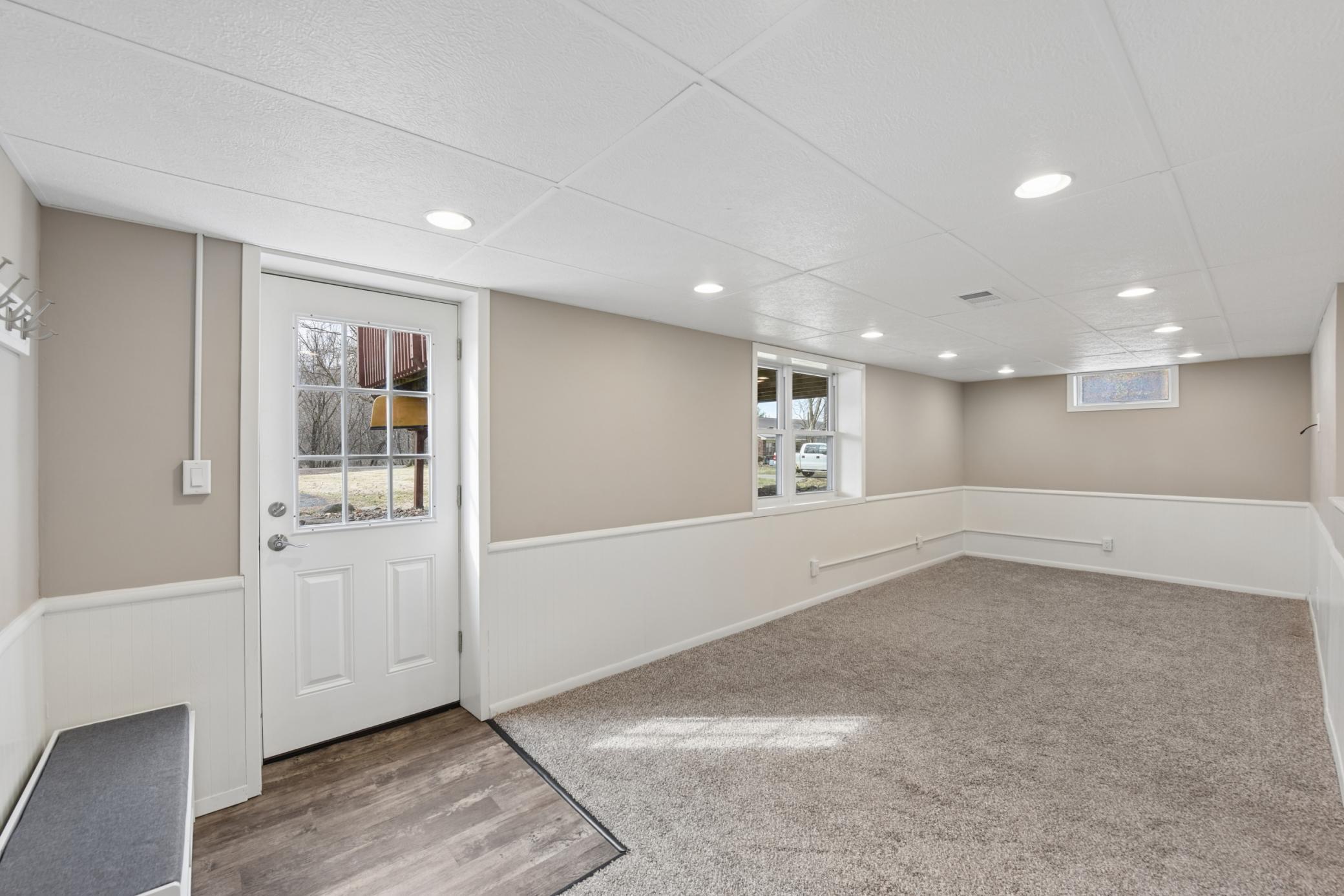 Another view of the lower level family room with a walkout entrance to the back yard.
