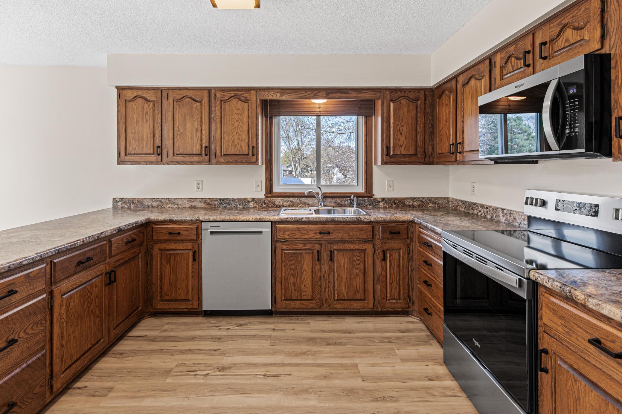 Lots of counter space and cabinets.