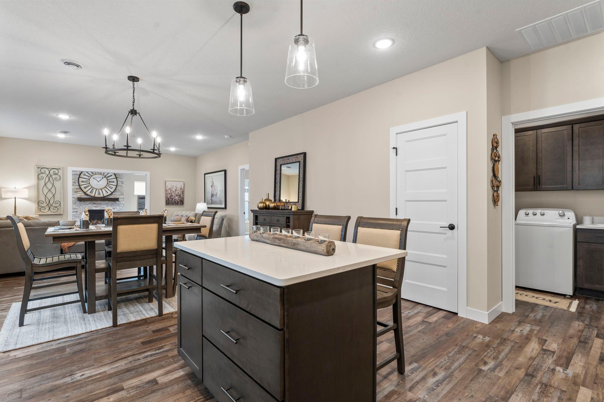 You can see the location of the built in pantry closet and laundry area.