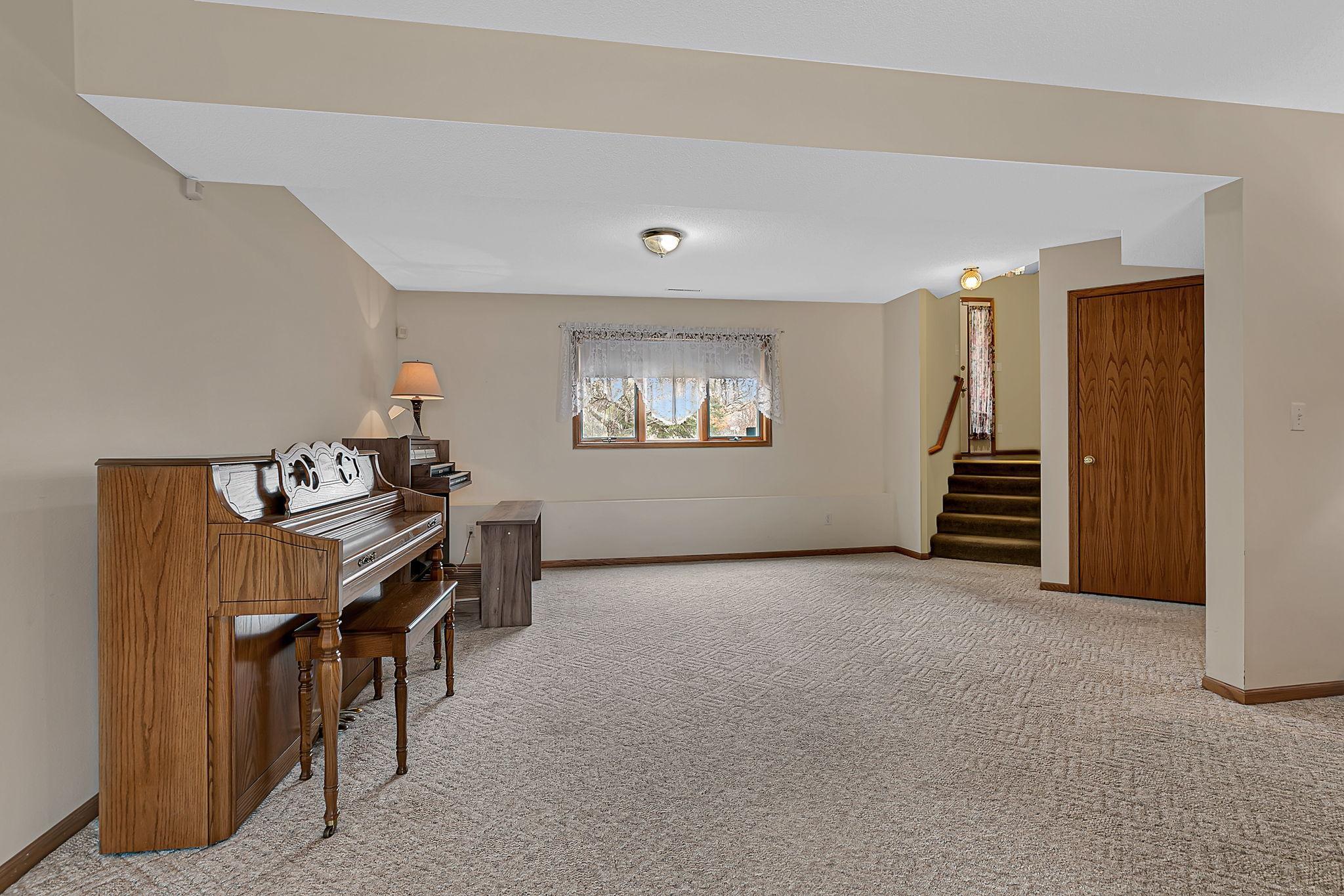Spacious lower level complements the home’s main living areas while providing versatile functionality.