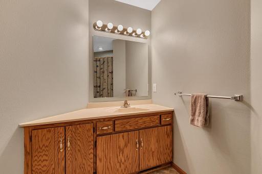 Large vanity with storage for your bathroom necessities.
