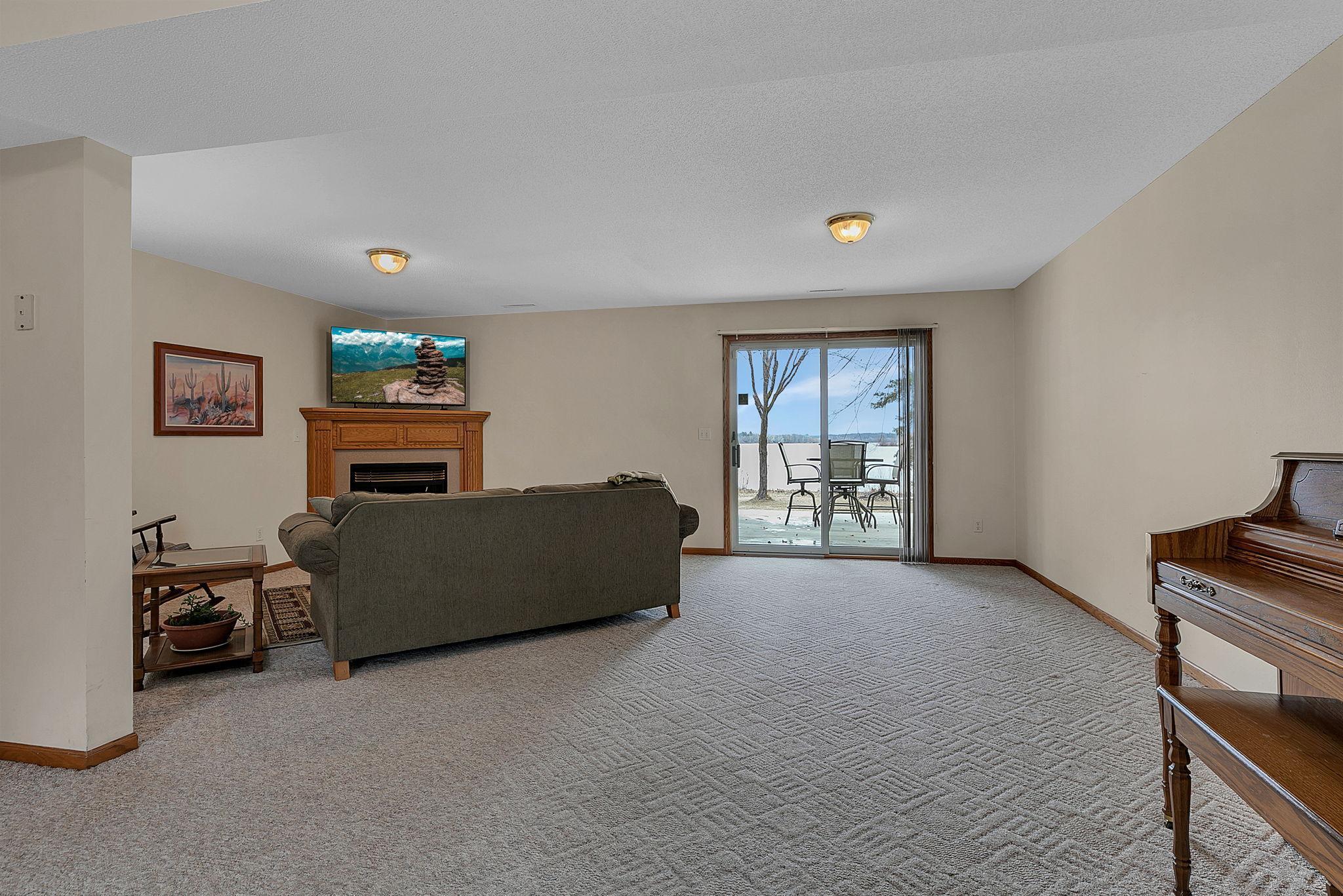 Slide doors lend access to back deck.