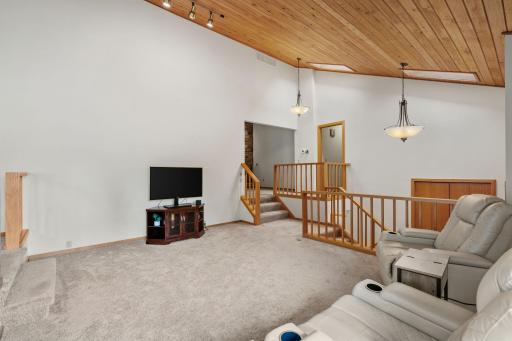 Newly installed carpet provides a soft, neutral foundation for your furnishings.
