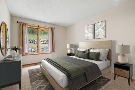 Three bedrooms on the same level offer a convenient layout with generous room sizes throughout.