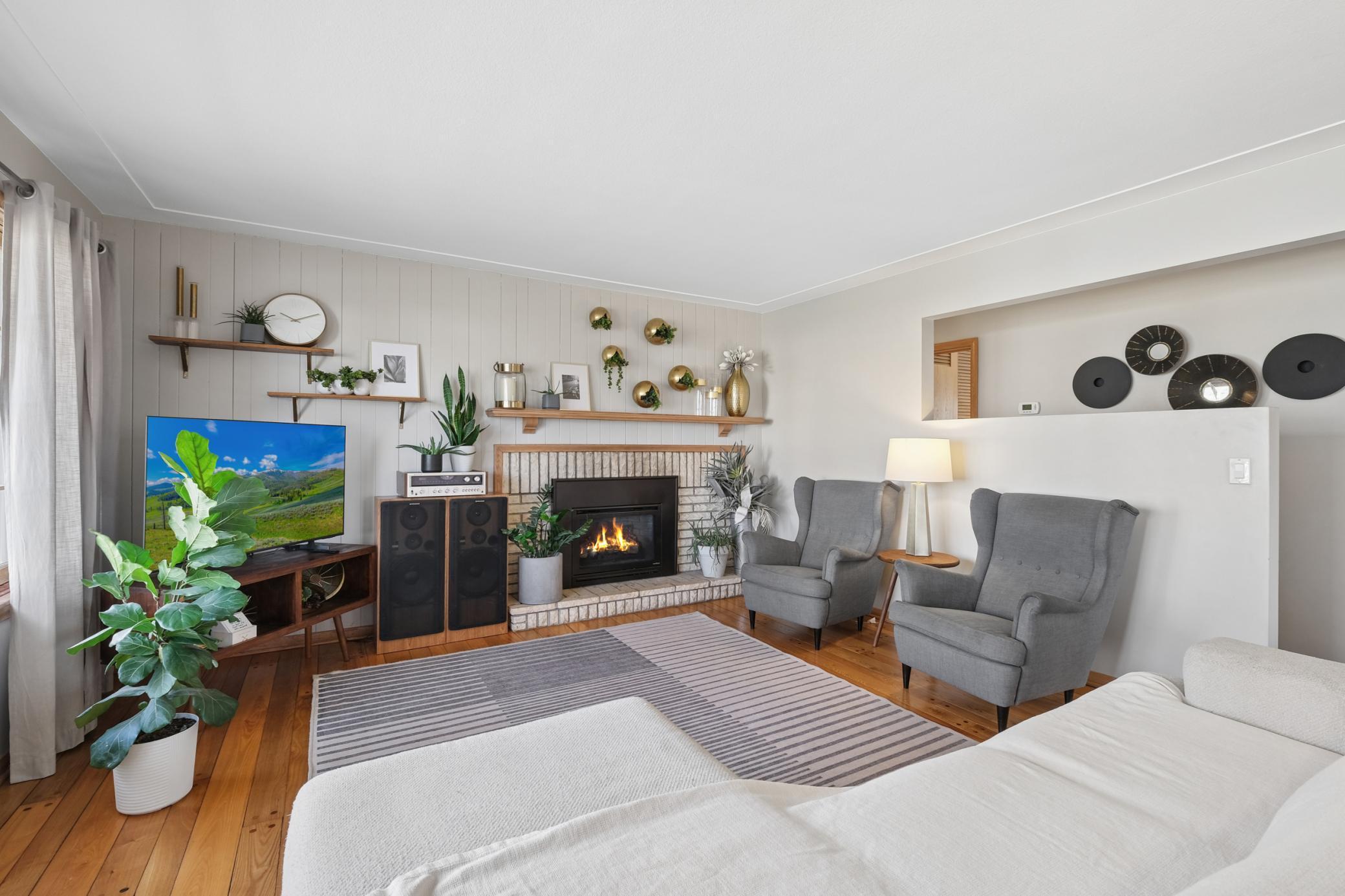 Upon entry, you will be greeted with a large living room