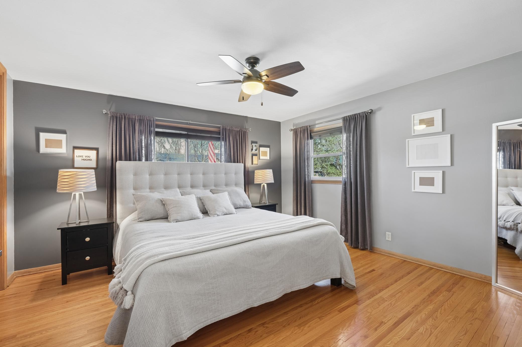 The primary bedroom on the main floor is quite a decent size