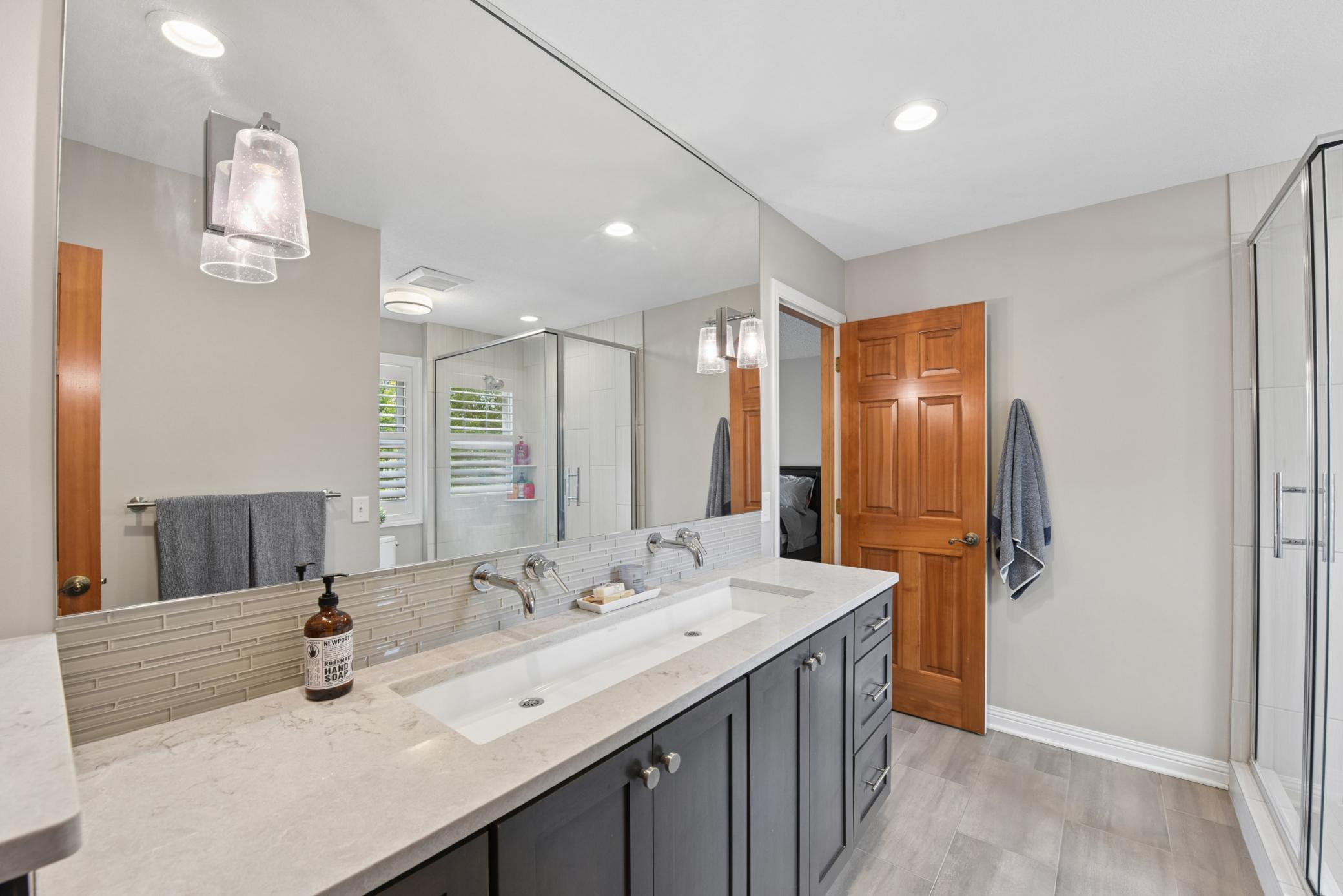 Jack and Jill bathroom with walk in shower