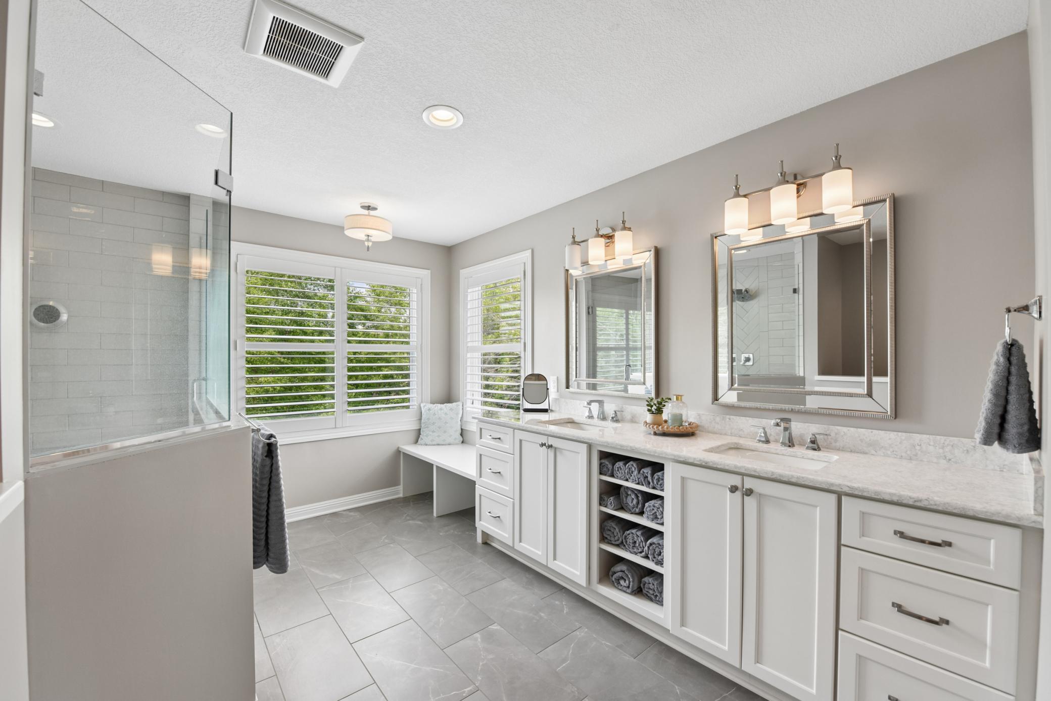Updated bathroom with double sinks