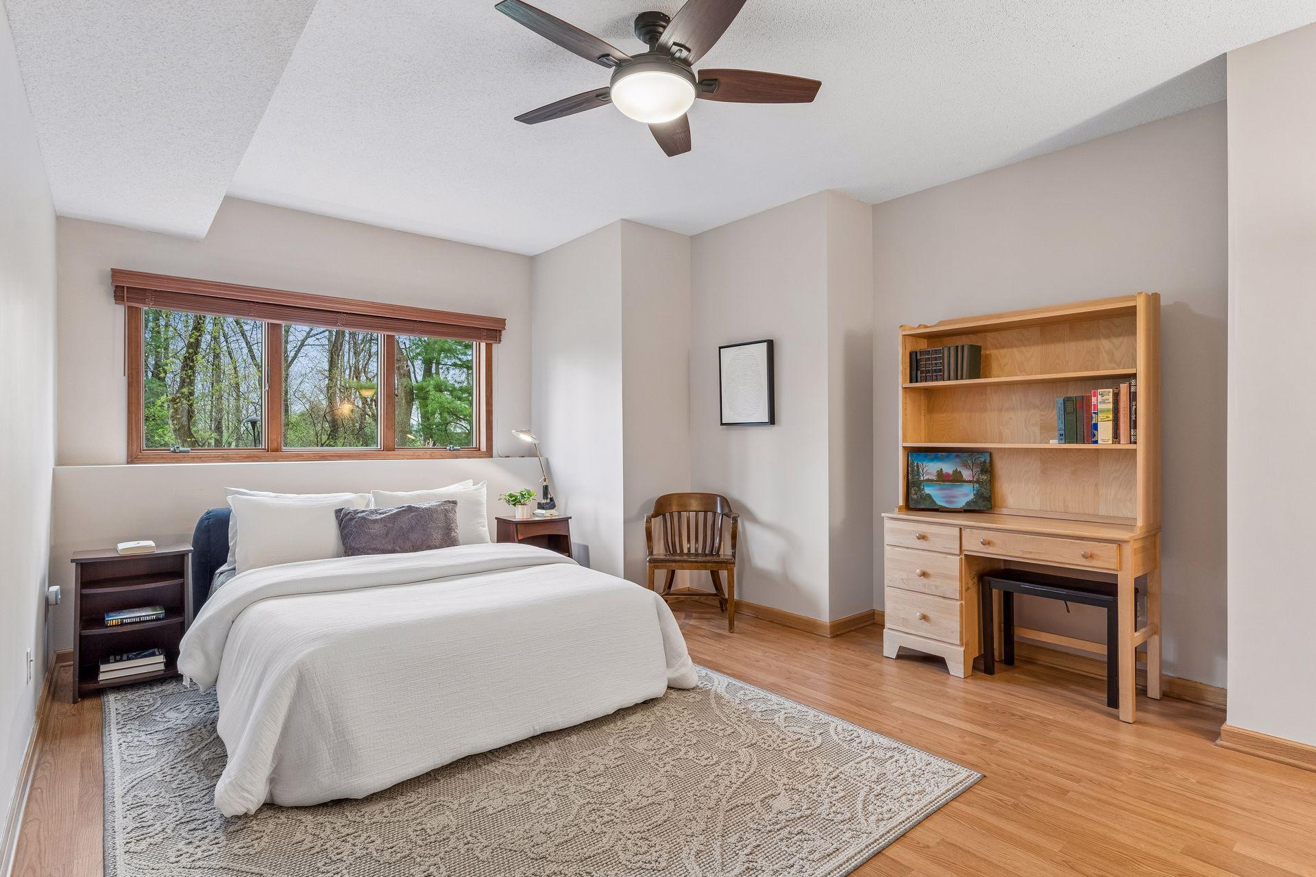 Lower level 4th bedroom, non-conforming, with daylight windows and multiple areas to add a closet if you wish.