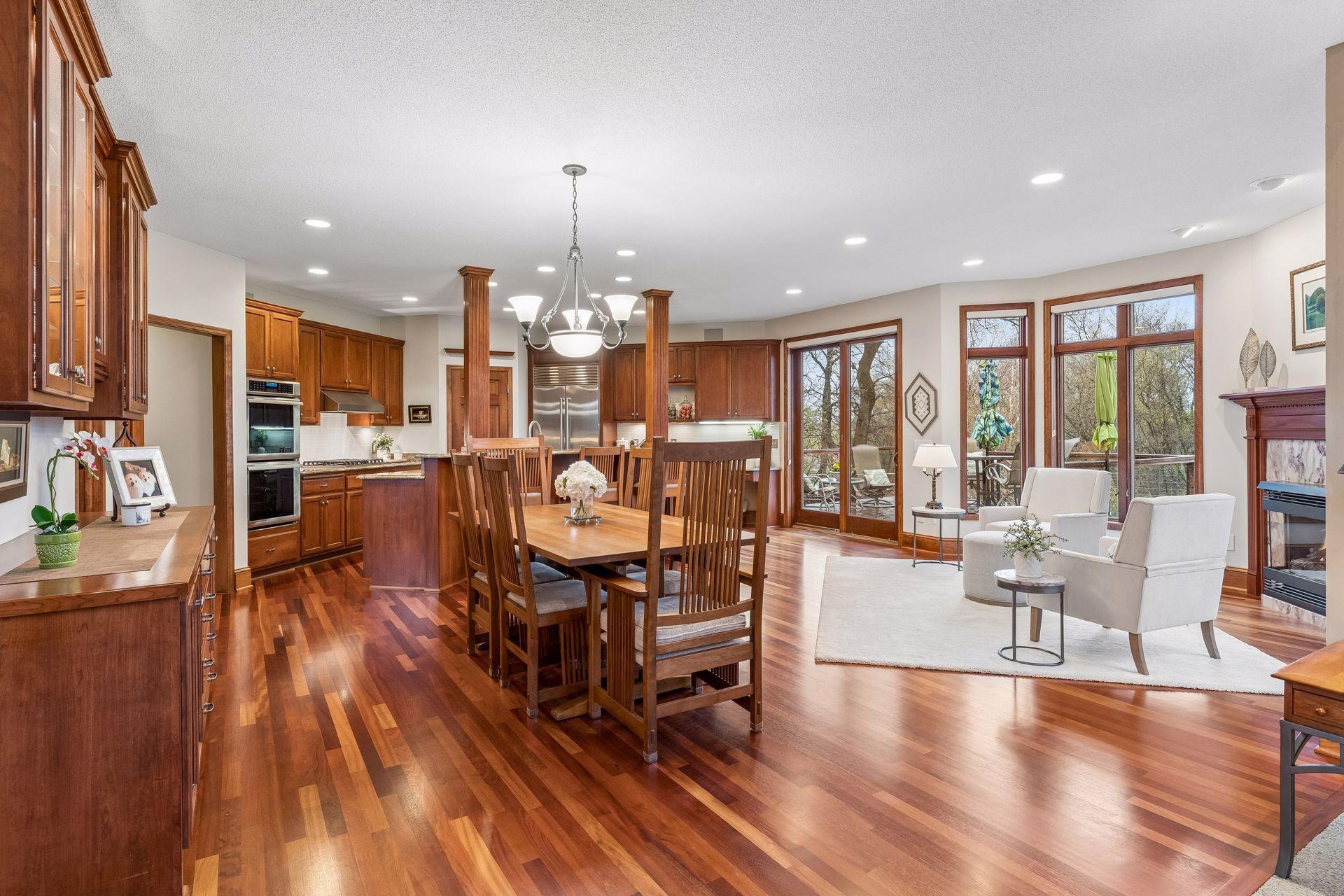 Gleaming hardwood floors flow throughout the majority of this homes main level.
