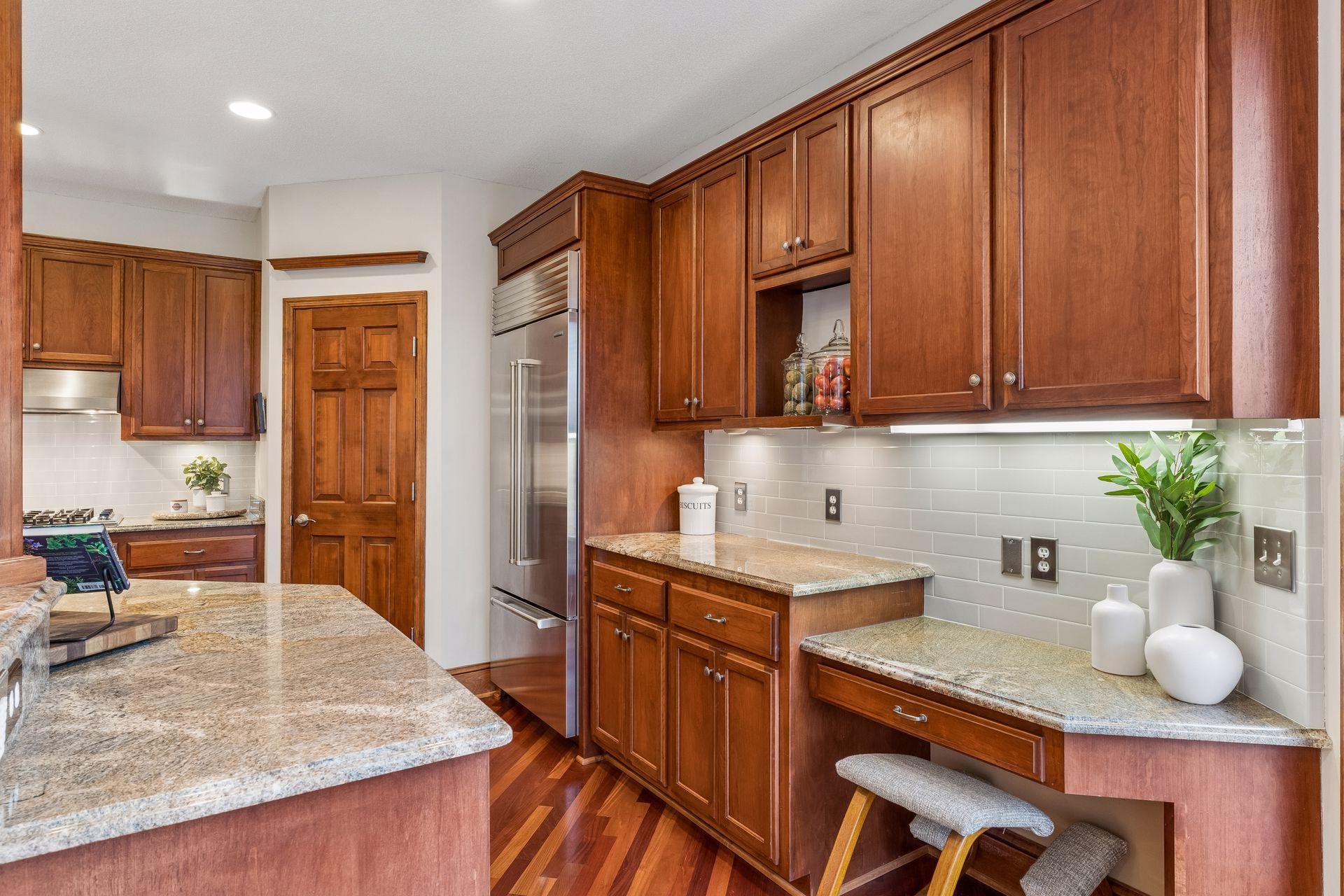 Enjoy quality custom cabinetry with undermount lighting for ambiance.