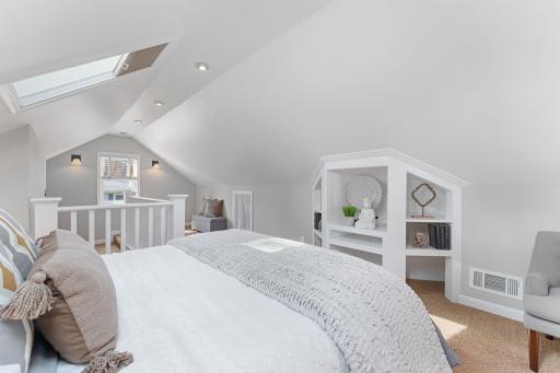 This suite has a walk-in closet and additional storage.