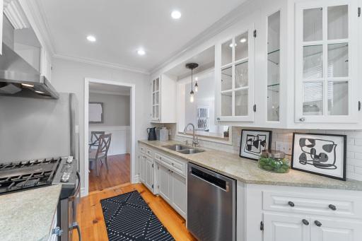 Overlook the activity in the family room from the kitchen.