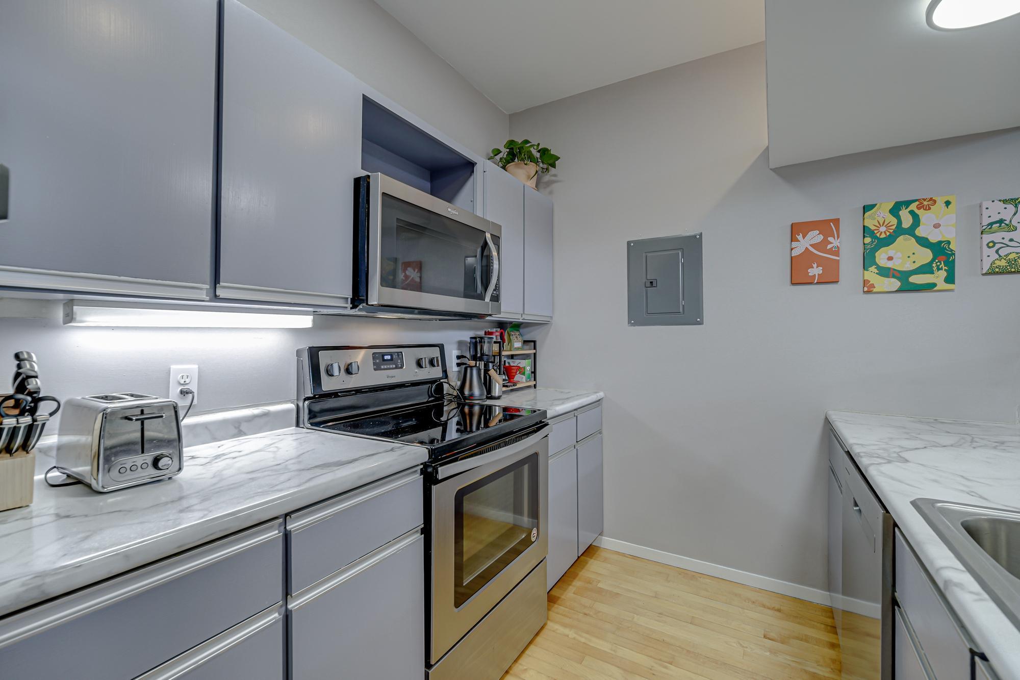 Stainless steel range, dishwasher and microwave