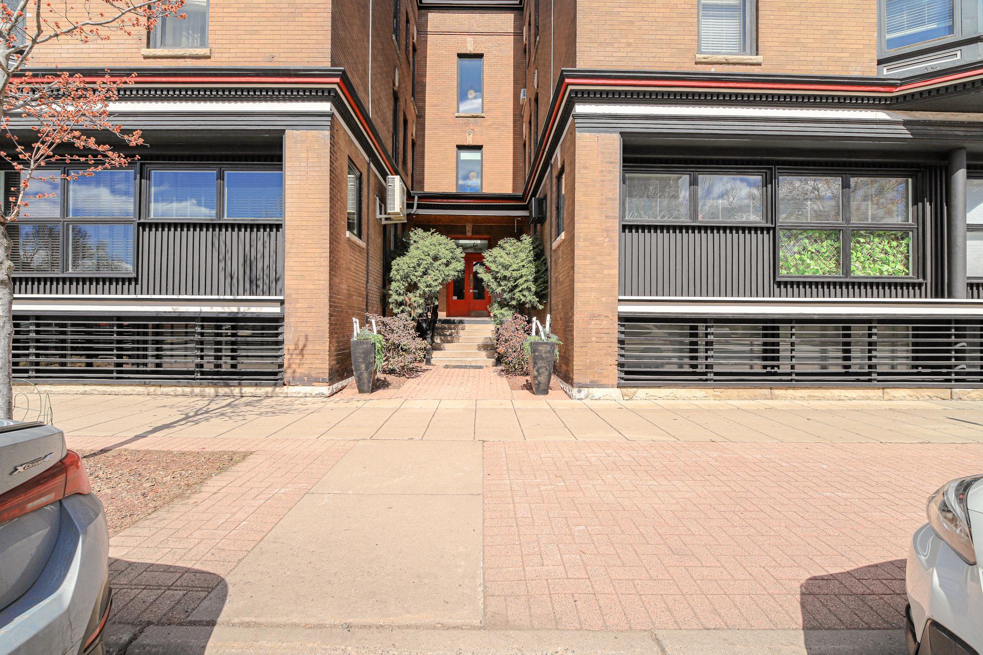 Main building entrance to lobby