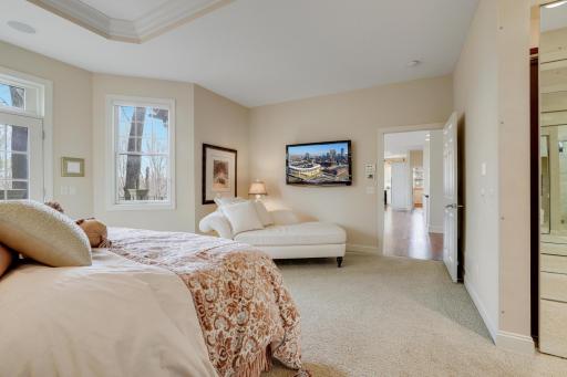 Primary bedroom of good size for choices of furnishings.