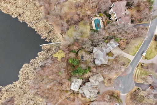 You can see the Koi pond behind the house.
