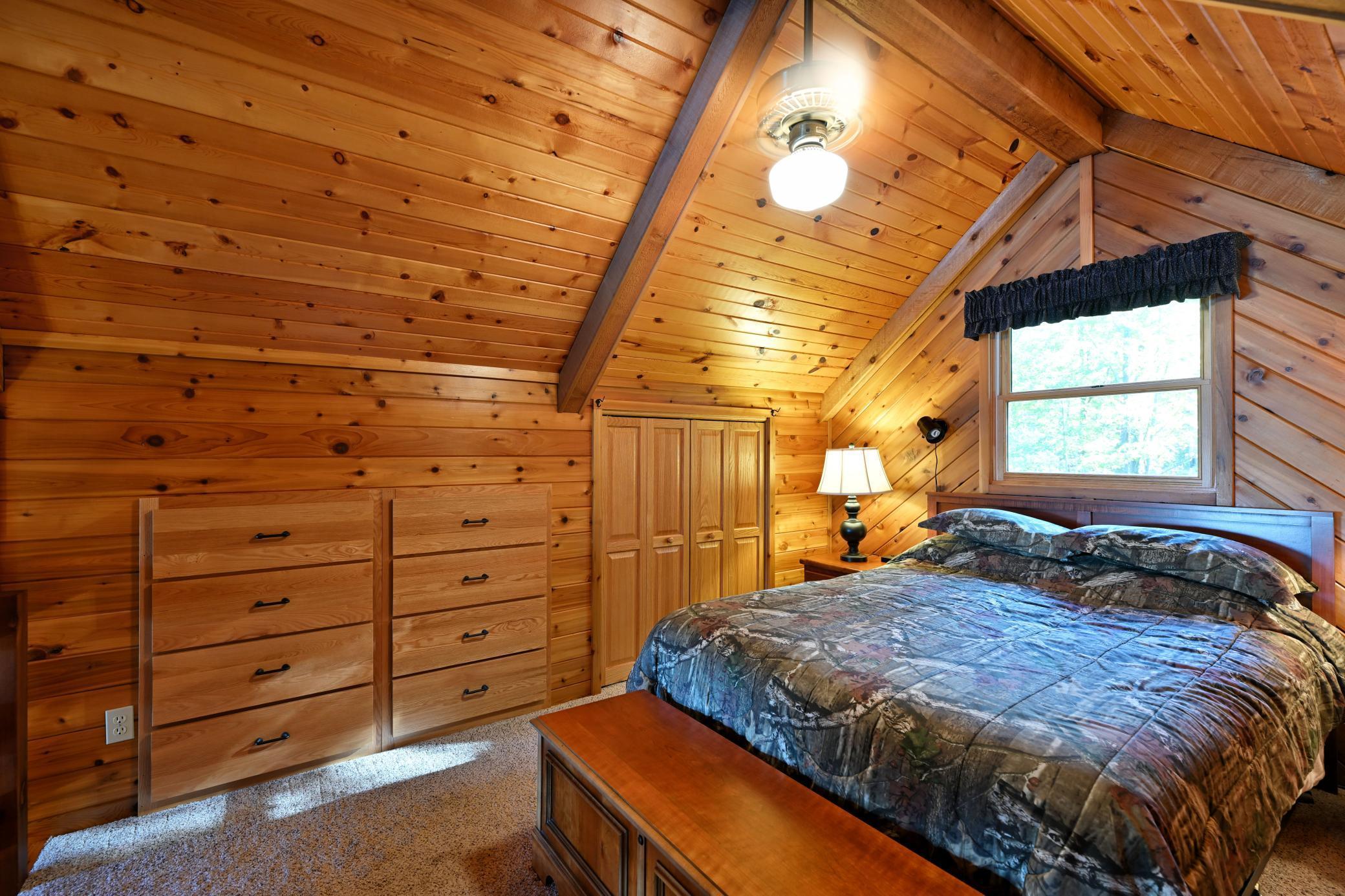 The loft has significant built-in storage.