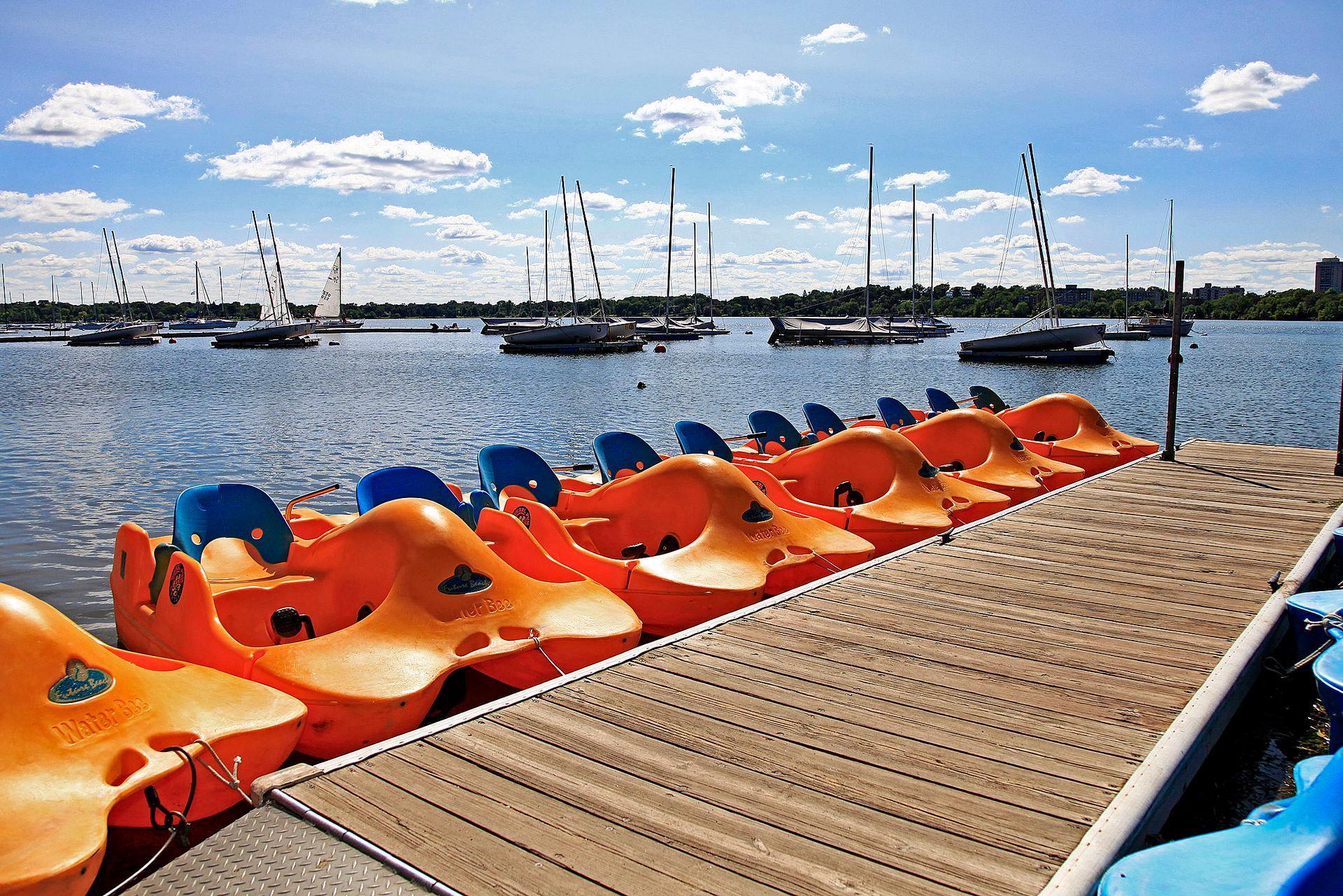 Rent a paddle boat or kayak, or join the sailing club on Bde Maka Ska.