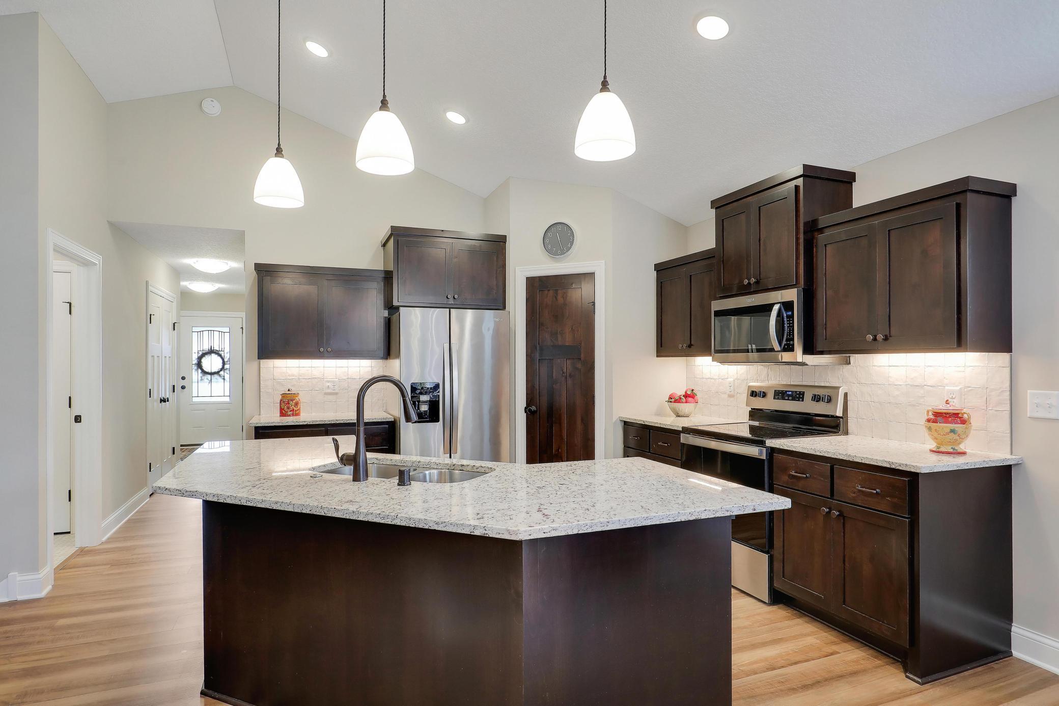Walk-in pantry offers additional storage space