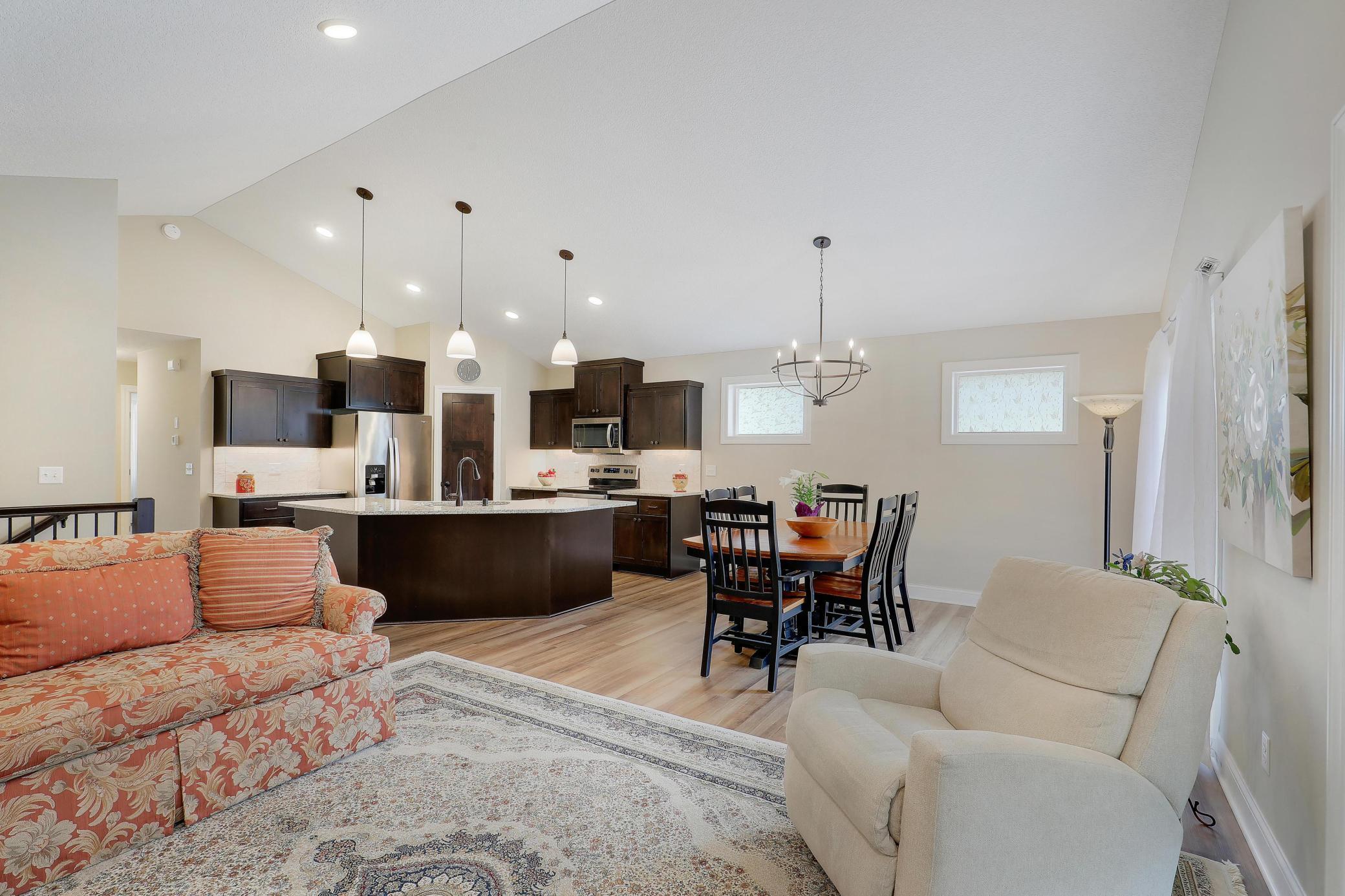 The angled island and informal dining area offer 2 options for your dining experience