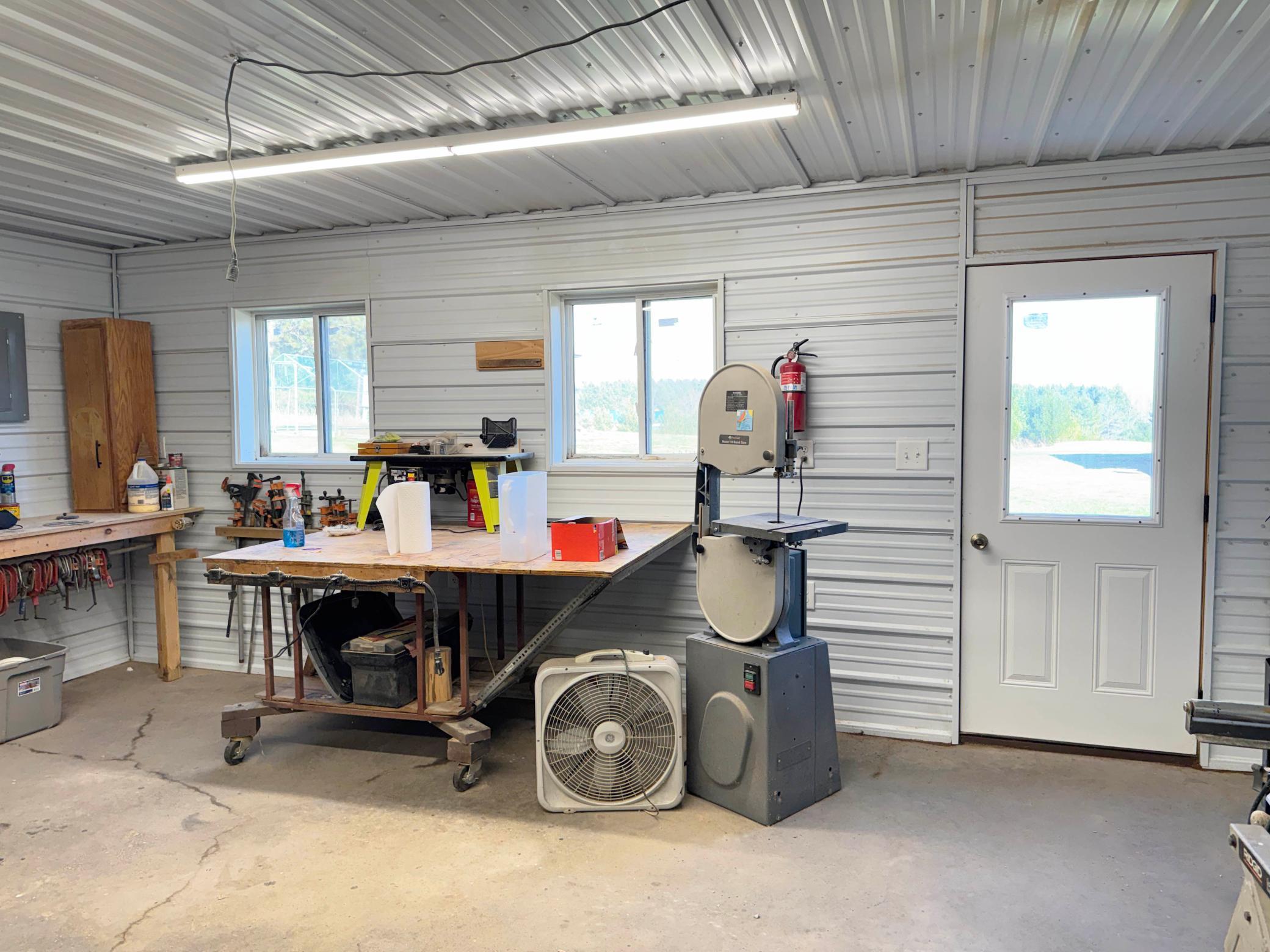 A look at the workshop in the pole shed.